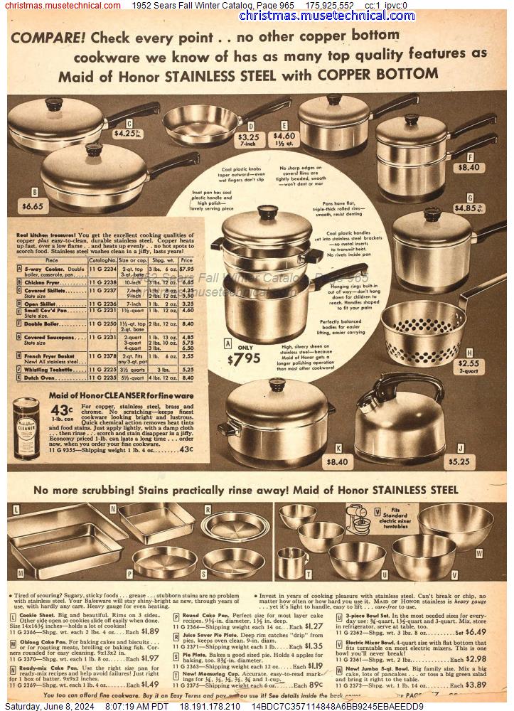 1952 Sears Fall Winter Catalog, Page 965