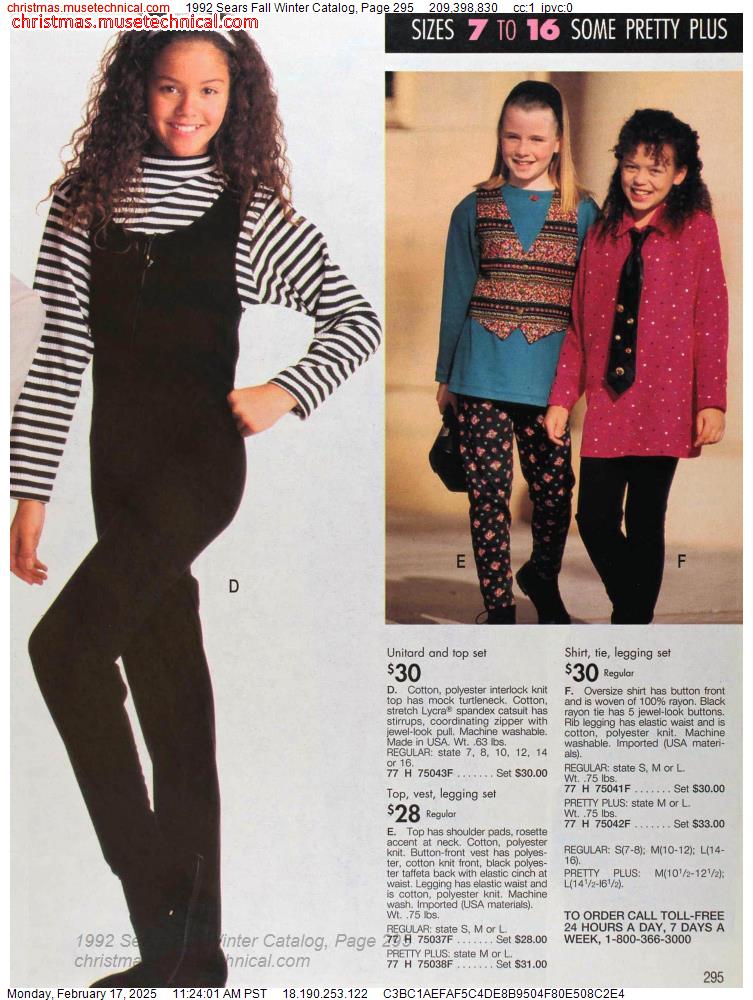 1992 Sears Fall Winter Catalog, Page 295