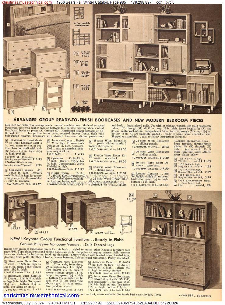 1956 Sears Fall Winter Catalog, Page 985