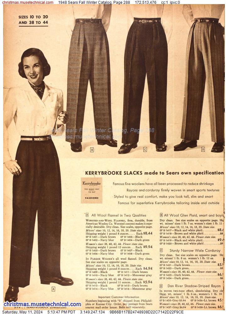 1948 Sears Fall Winter Catalog, Page 288