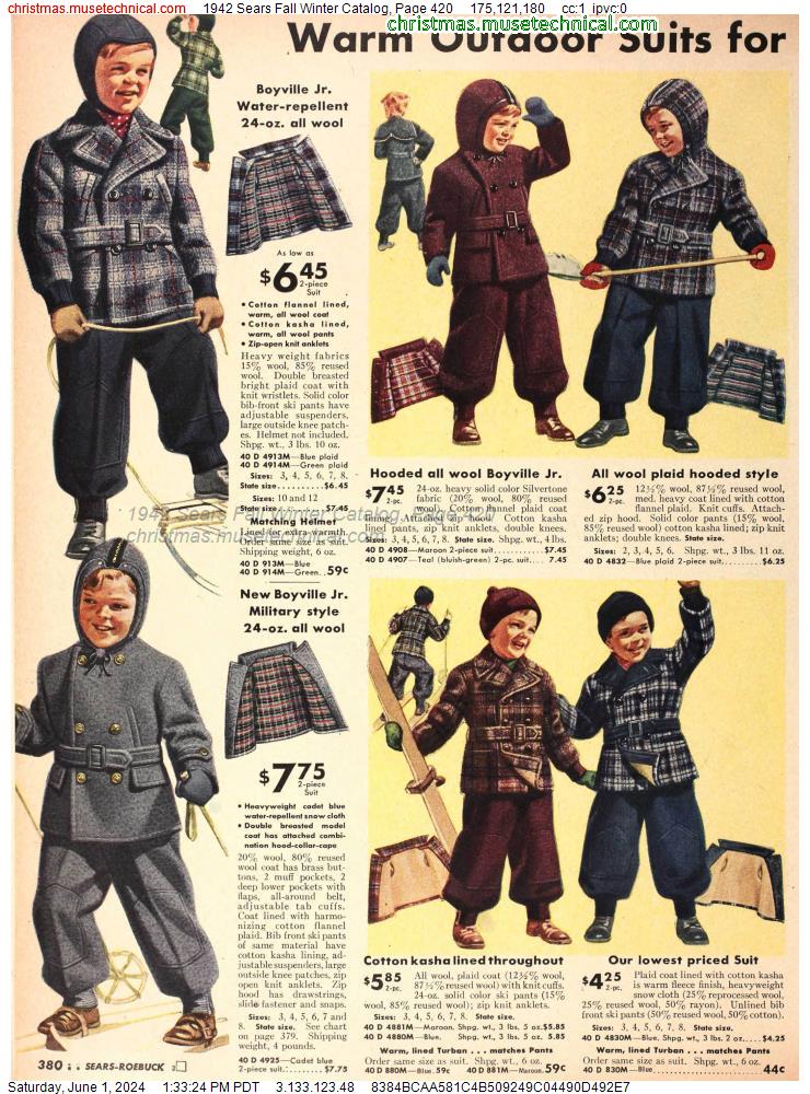 1942 Sears Fall Winter Catalog, Page 420