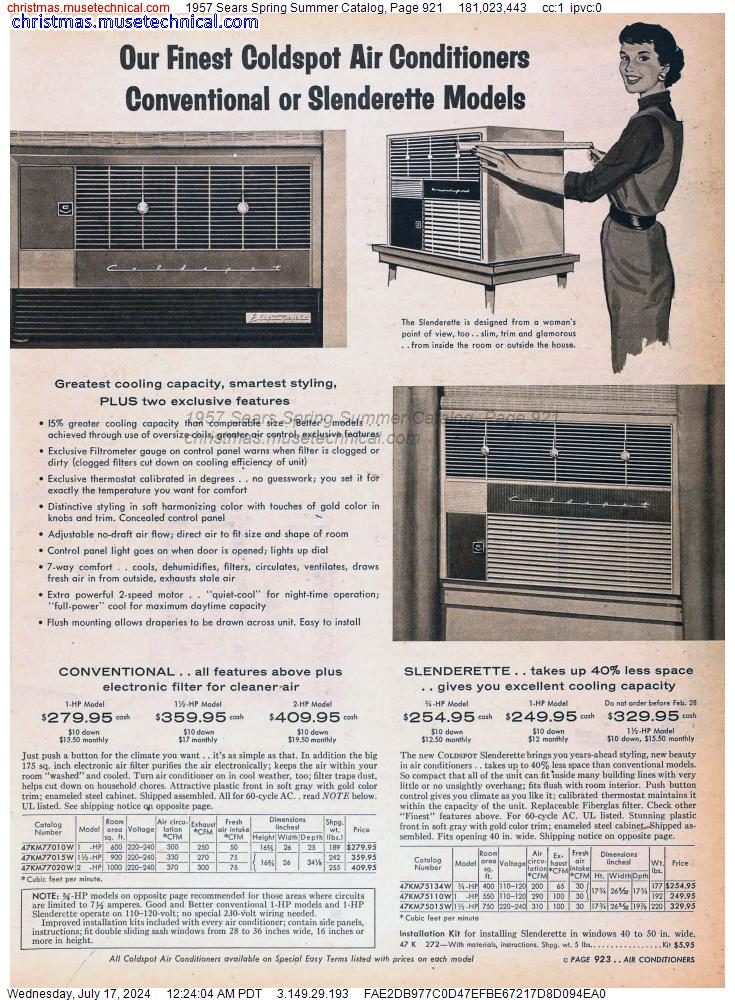 1957 Sears Spring Summer Catalog, Page 921