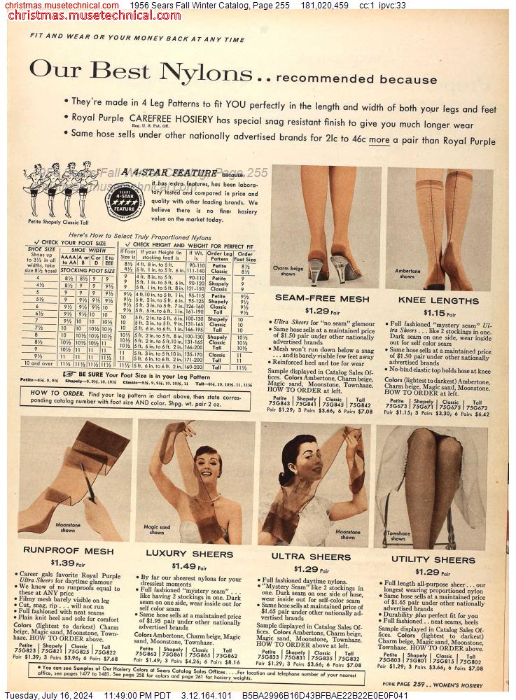 1956 Sears Fall Winter Catalog, Page 255