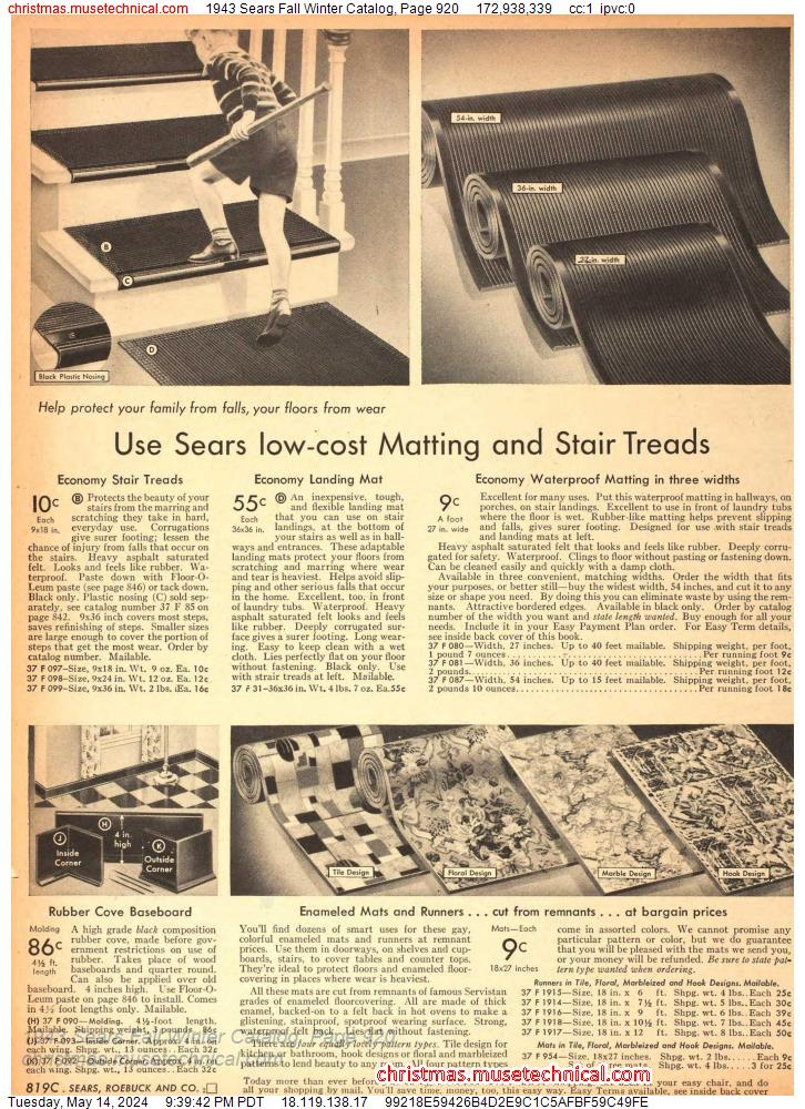 1943 Sears Fall Winter Catalog, Page 920