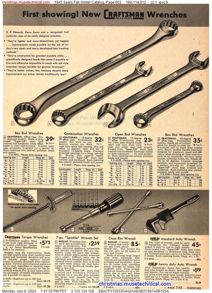 1945 Sears Fall Winter Catalog, Page 603