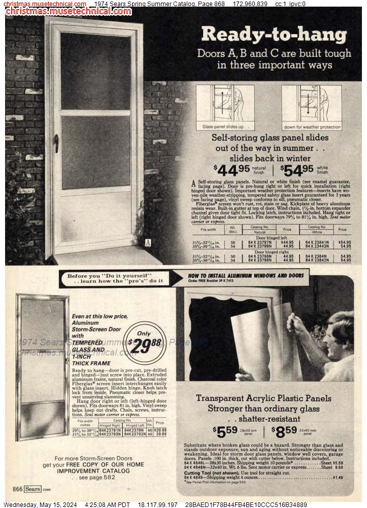 1974 Sears Spring Summer Catalog, Page 868