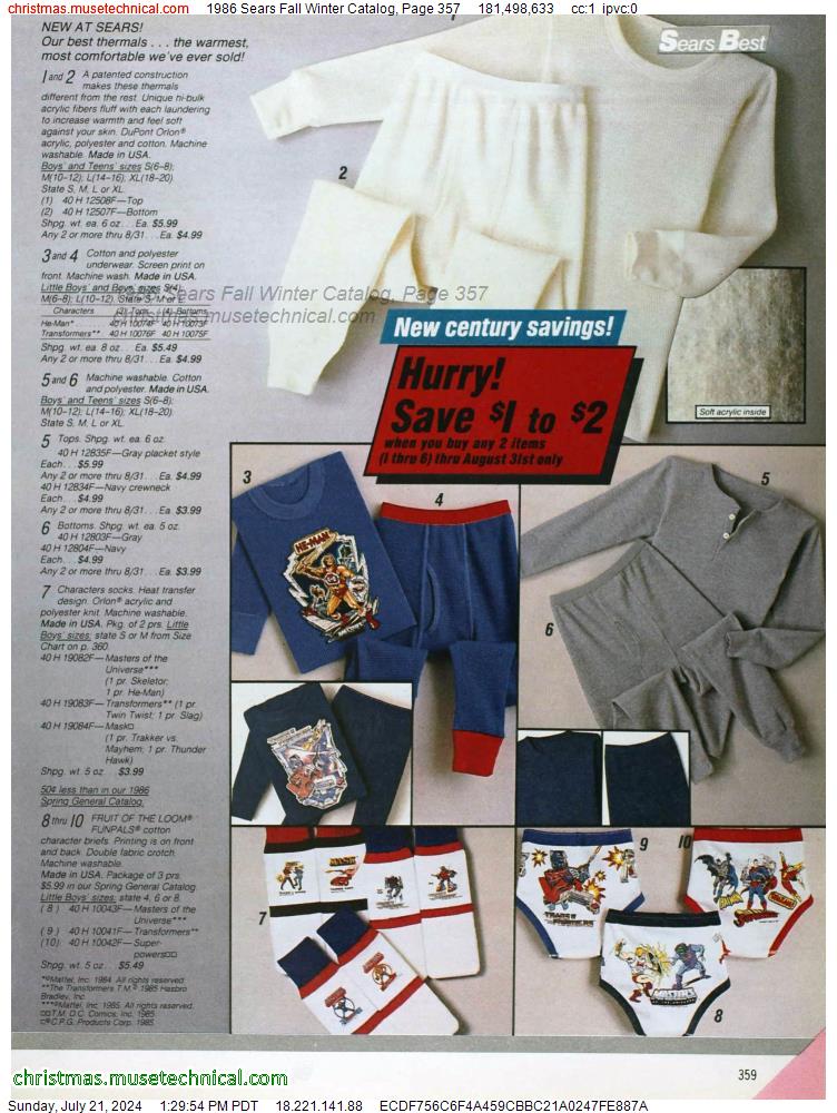 1986 Sears Fall Winter Catalog, Page 357