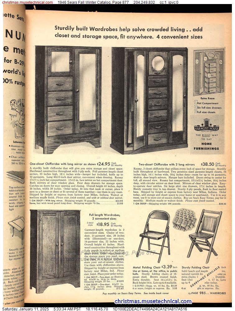 1946 Sears Fall Winter Catalog, Page 877