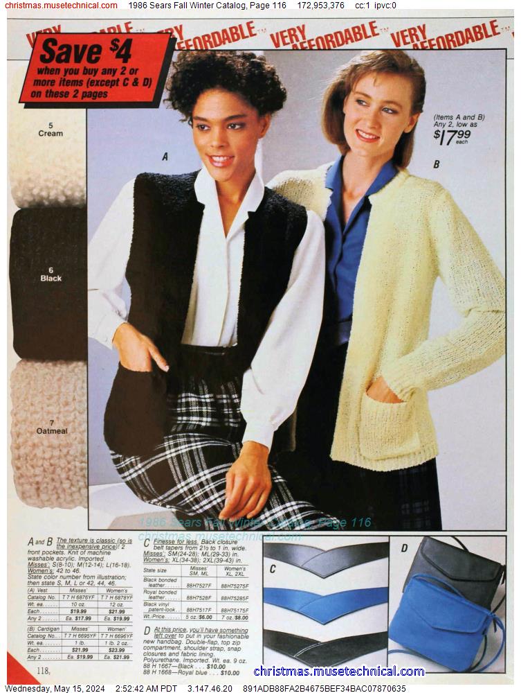 1986 Sears Fall Winter Catalog, Page 116