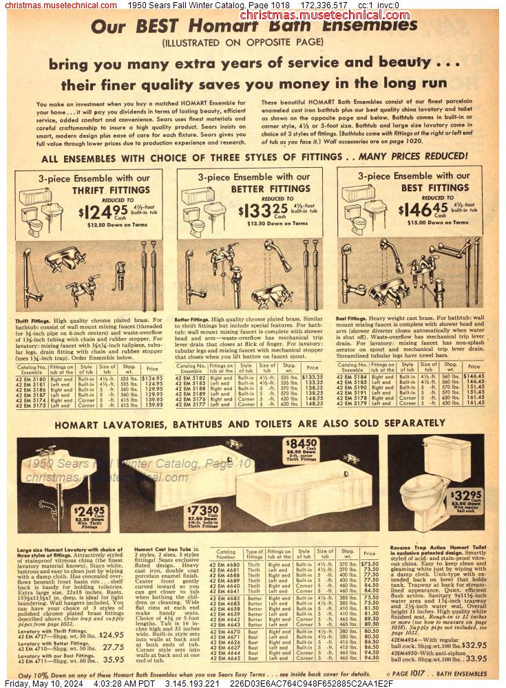 1950 Sears Fall Winter Catalog, Page 1018
