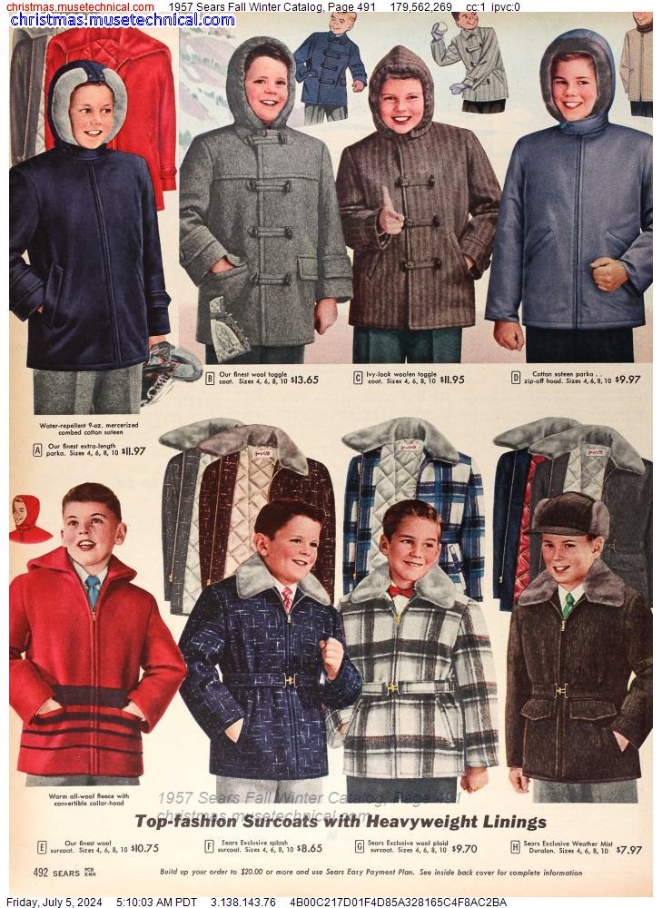 1957 Sears Fall Winter Catalog, Page 491