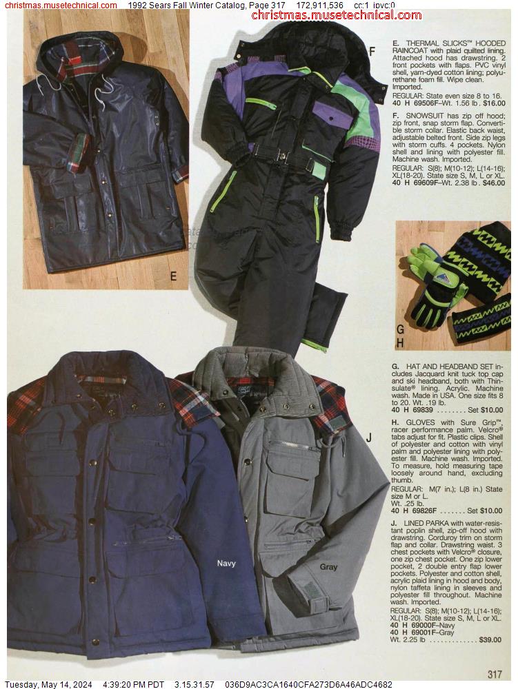 1992 Sears Fall Winter Catalog, Page 317