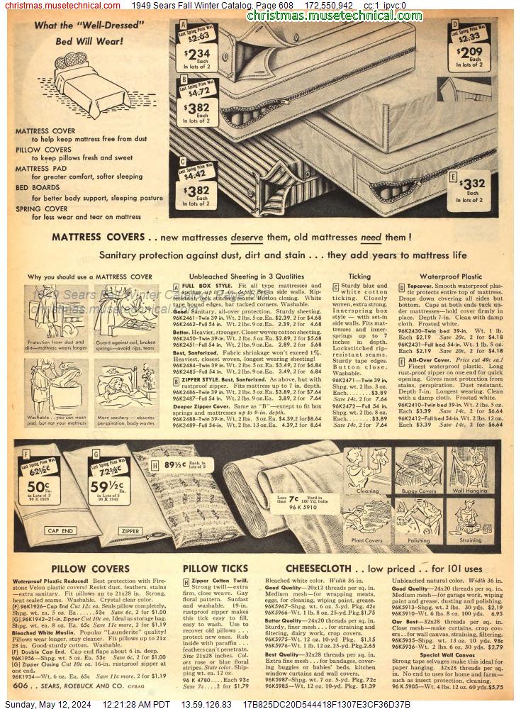 1949 Sears Fall Winter Catalog, Page 608
