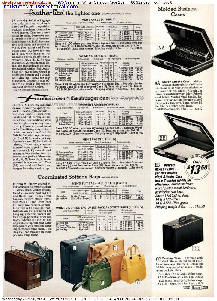 1975 Sears Fall Winter Catalog, Page 259