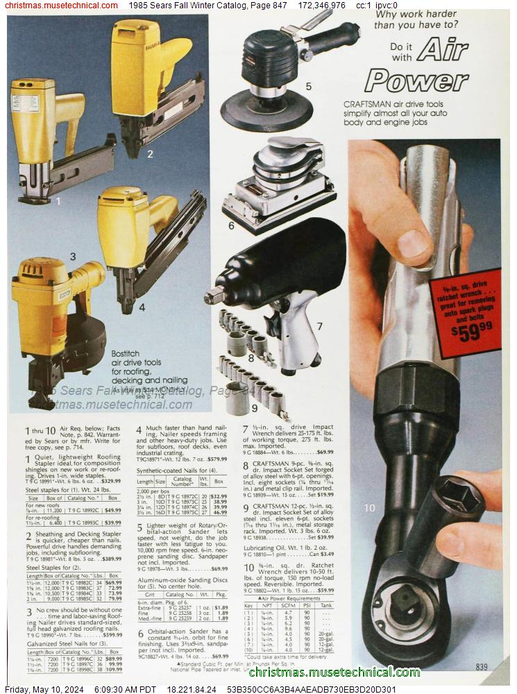 1985 Sears Fall Winter Catalog, Page 847