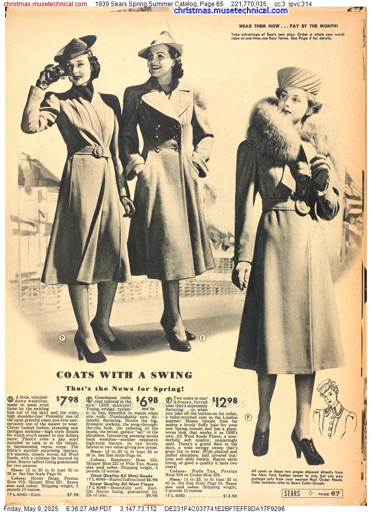 1939 Sears Spring Summer Catalog, Page 65