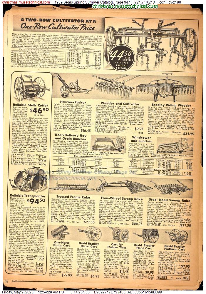 1939 Sears Spring Summer Catalog, Page 947