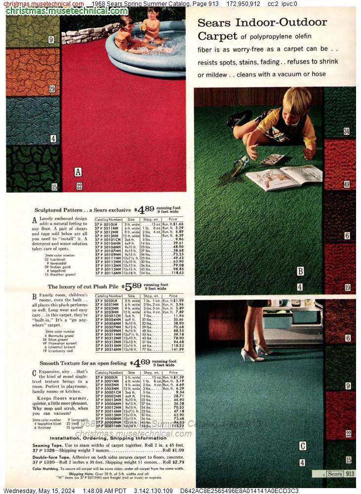 1968 Sears Spring Summer Catalog, Page 913