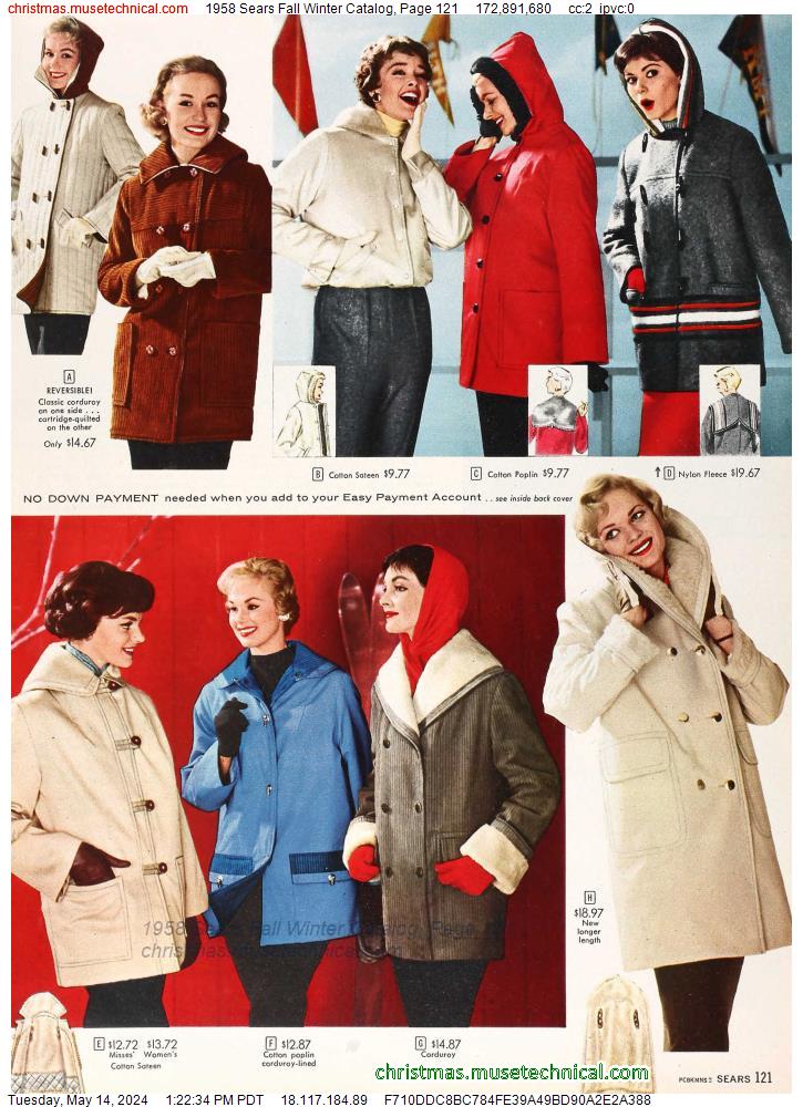 1958 Sears Fall Winter Catalog, Page 121