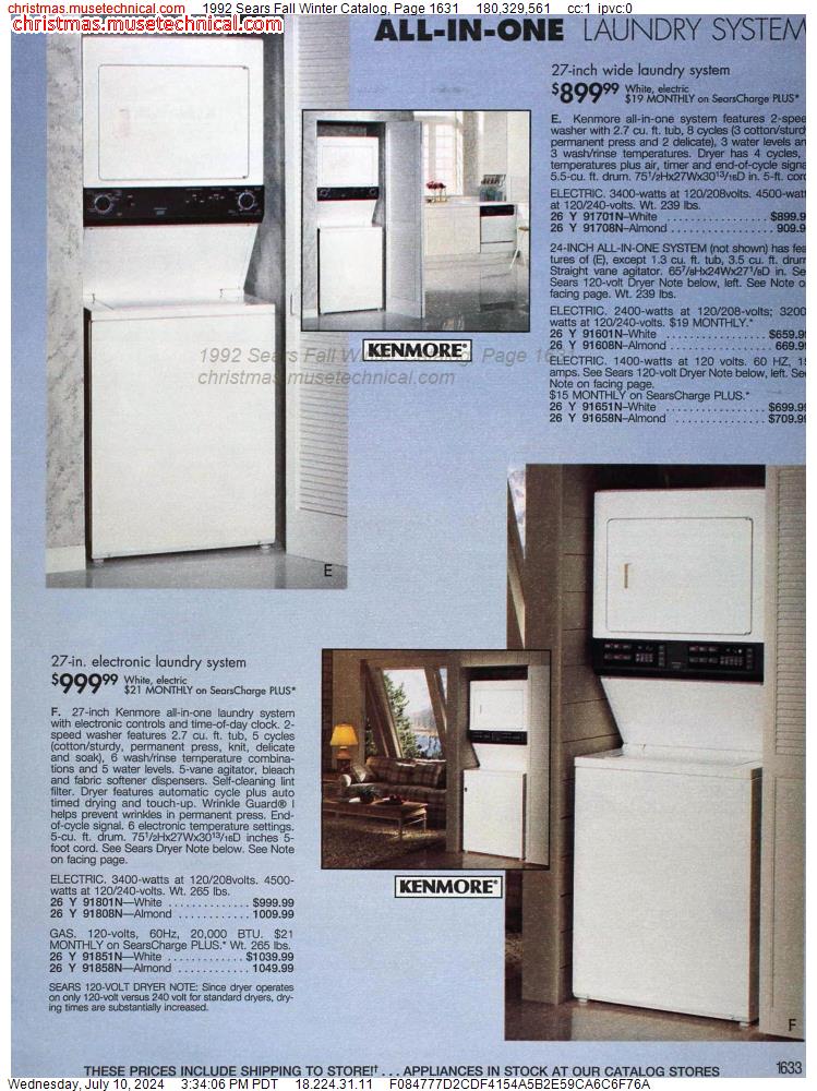1992 Sears Fall Winter Catalog, Page 1631