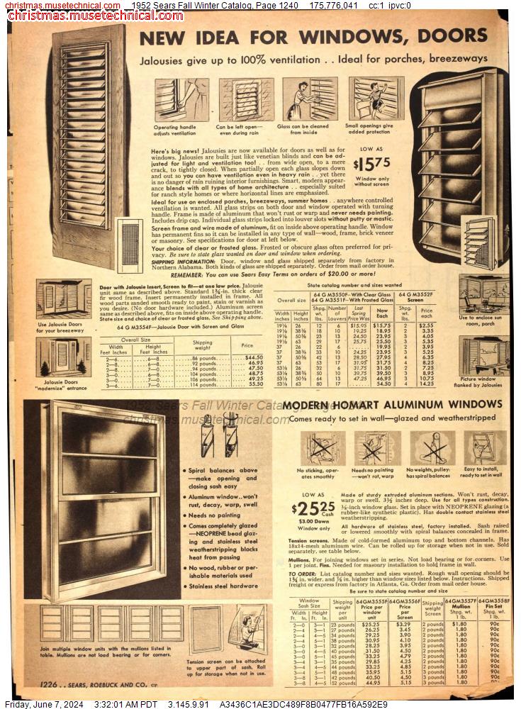 1952 Sears Fall Winter Catalog, Page 1240