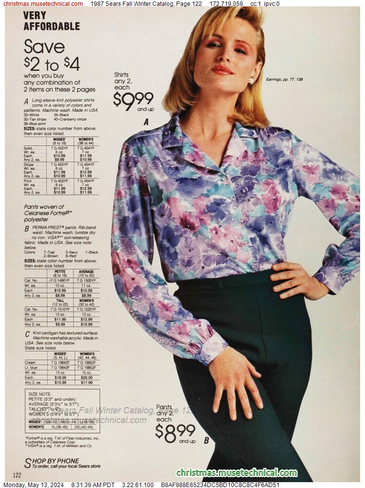 1987 Sears Fall Winter Catalog, Page 122