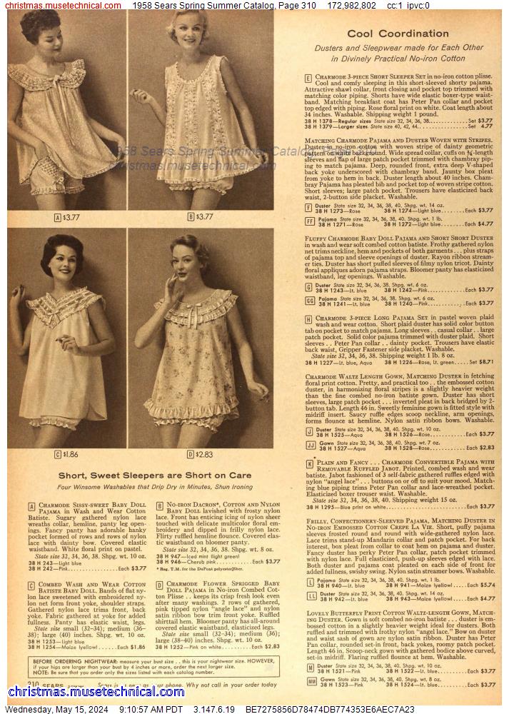 1958 Sears Spring Summer Catalog, Page 310