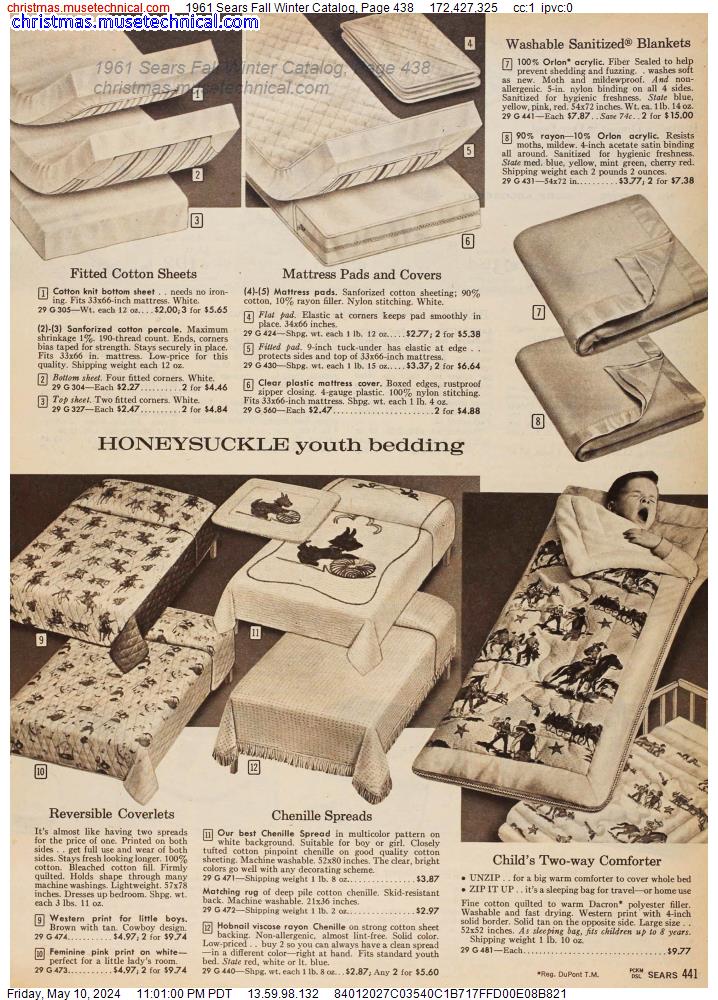 1961 Sears Fall Winter Catalog, Page 438