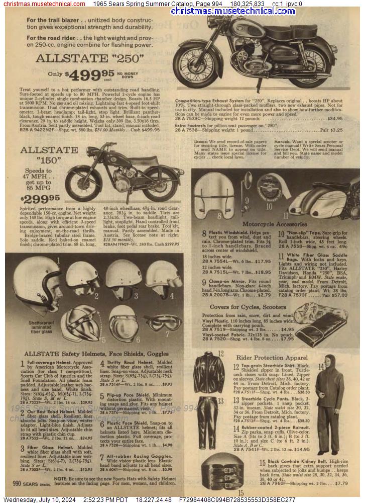 1965 Sears Spring Summer Catalog, Page 994