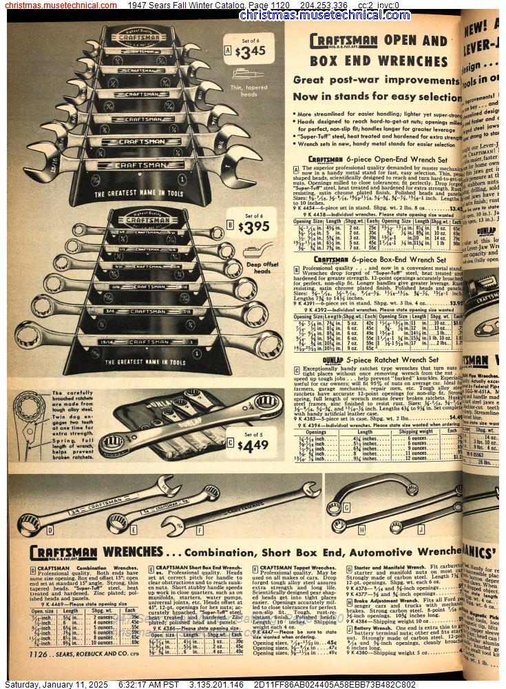 1947 Sears Fall Winter Catalog, Page 1120