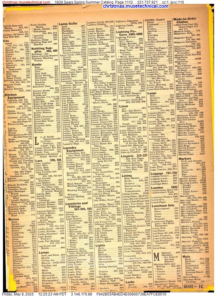 1939 Sears Spring Summer Catalog, Page 1112