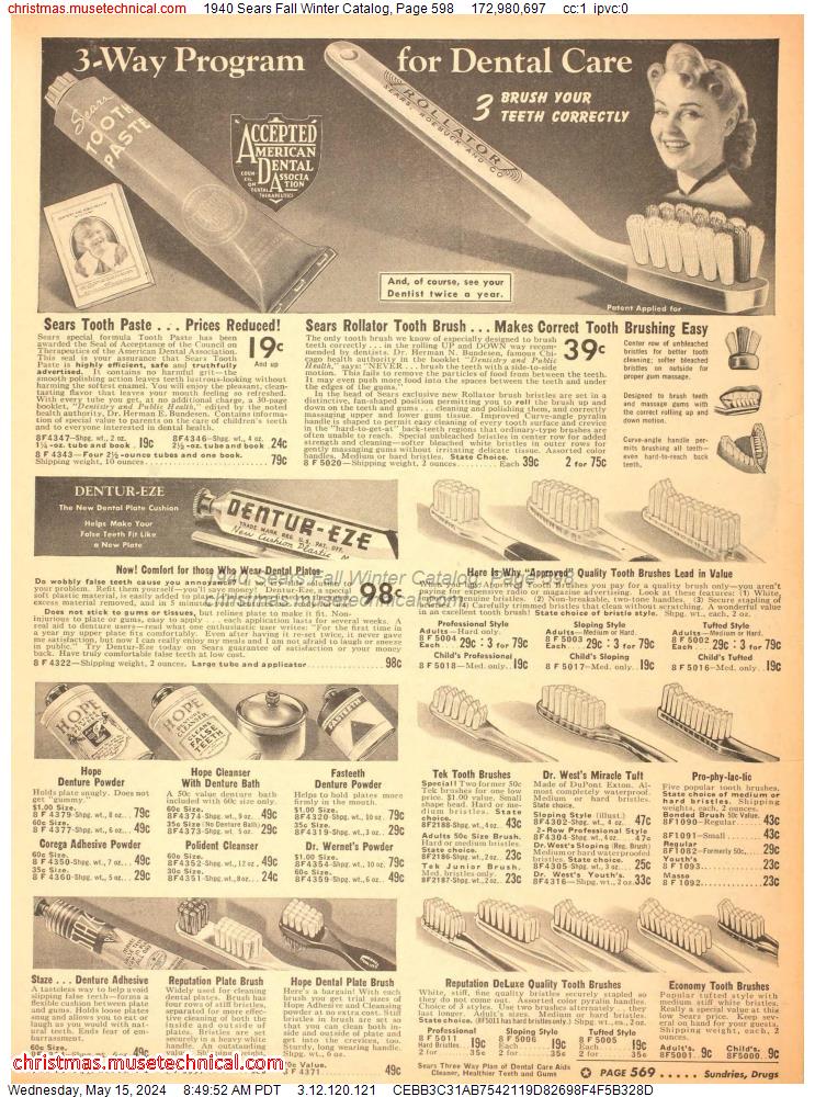 1940 Sears Fall Winter Catalog, Page 598