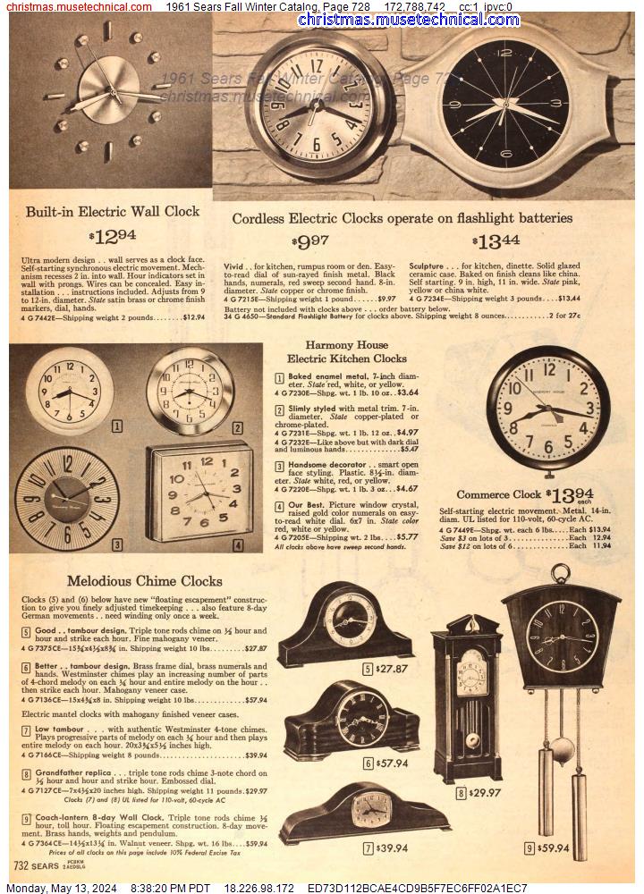 1961 Sears Fall Winter Catalog, Page 728