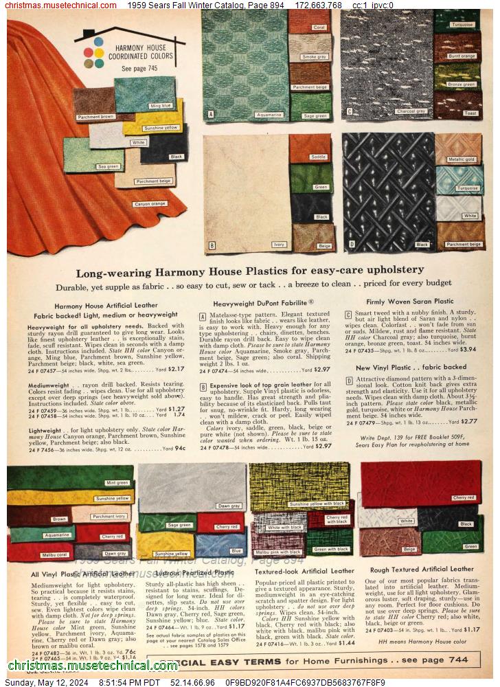 1959 Sears Fall Winter Catalog, Page 894
