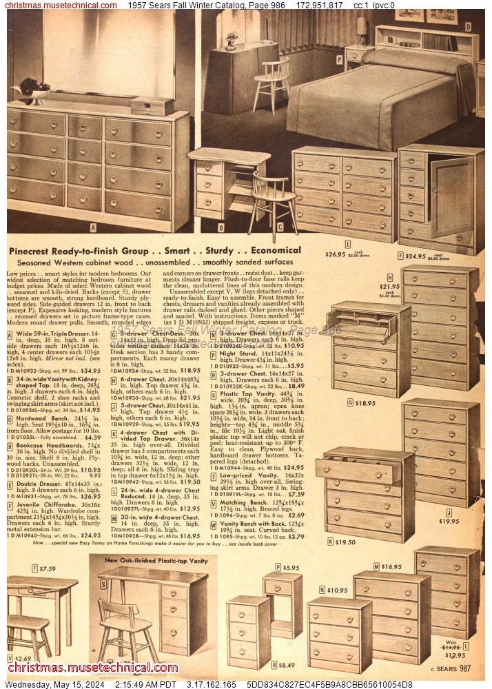 1957 Sears Fall Winter Catalog, Page 986