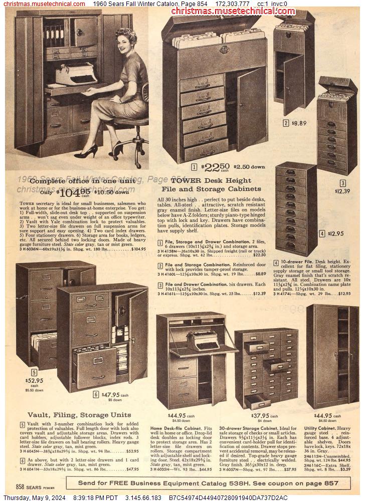 1960 Sears Fall Winter Catalog, Page 854