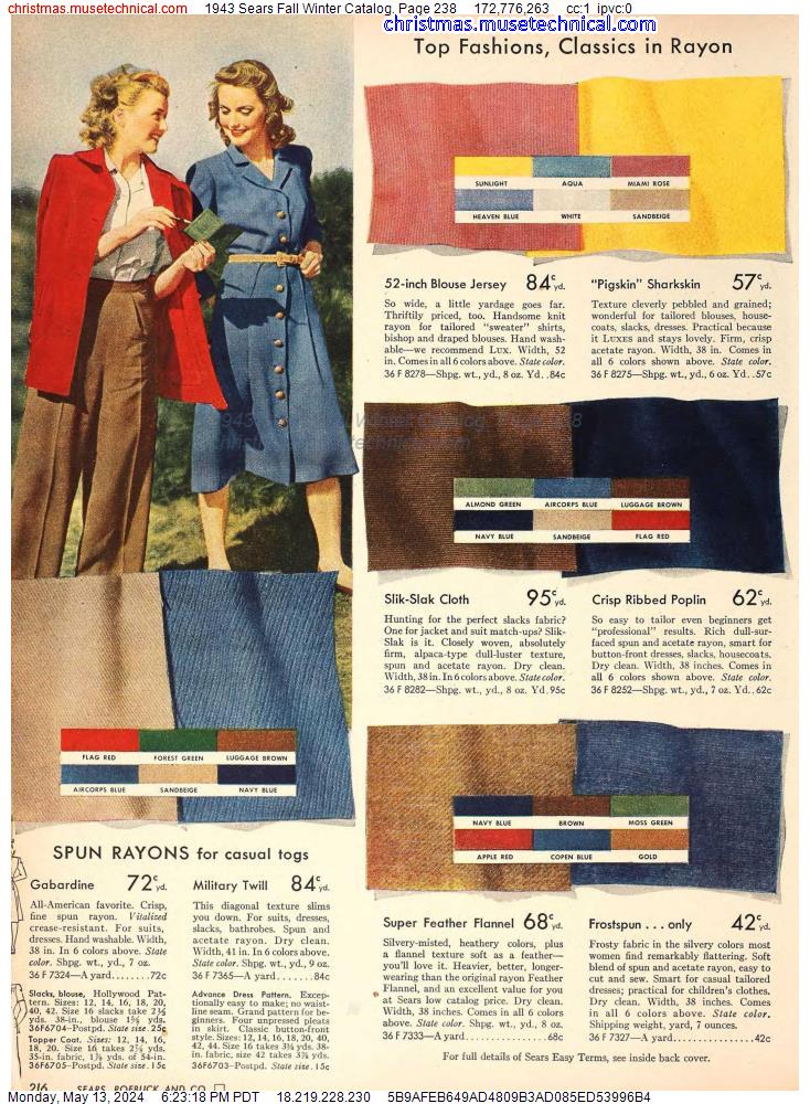 1943 Sears Fall Winter Catalog, Page 238