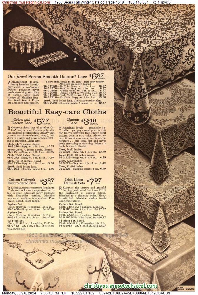 1963 Sears Fall Winter Catalog, Page 1548