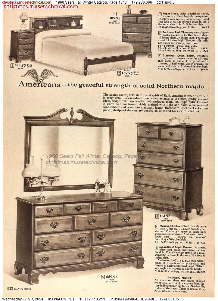 1960 Sears Fall Winter Catalog, Page 1313