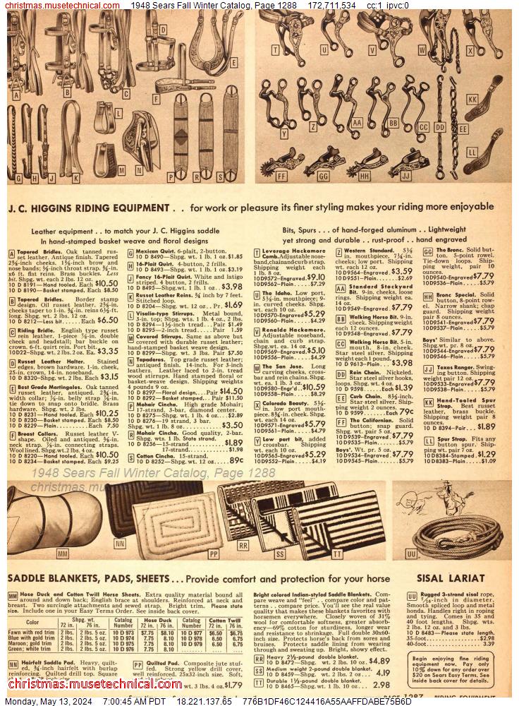 1948 Sears Fall Winter Catalog, Page 1288