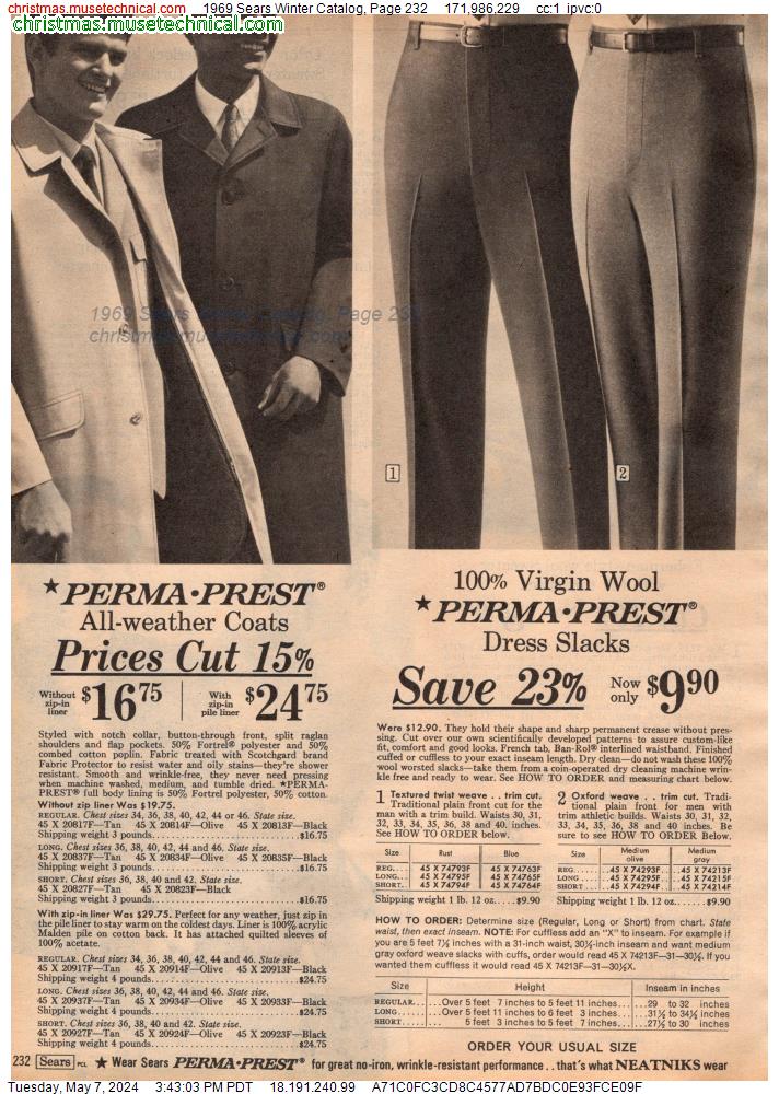 1969 Sears Winter Catalog, Page 232