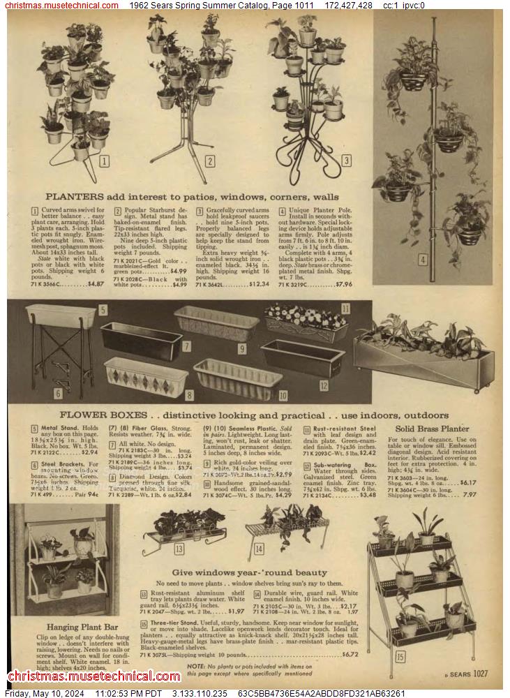 1962 Sears Spring Summer Catalog, Page 1011
