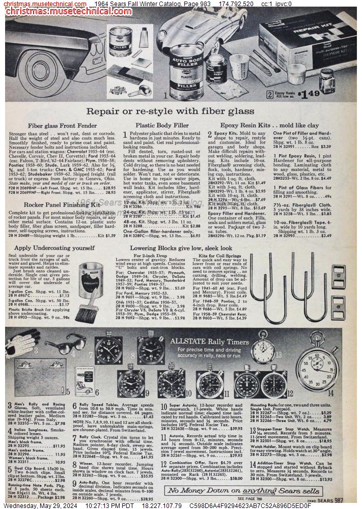 1964 Sears Fall Winter Catalog, Page 983