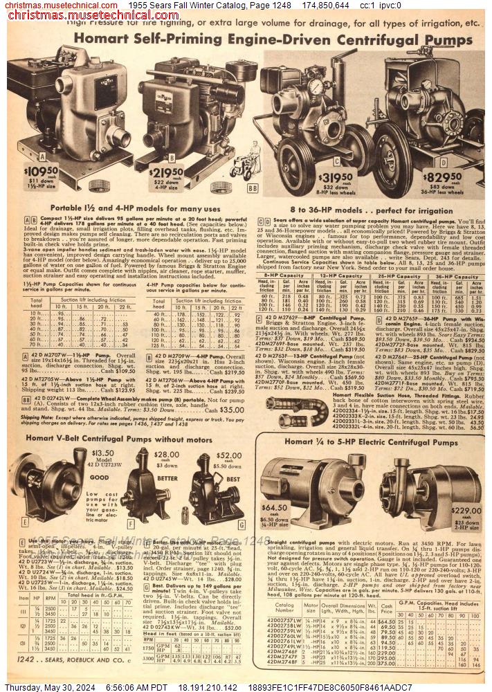 1955 Sears Fall Winter Catalog, Page 1248