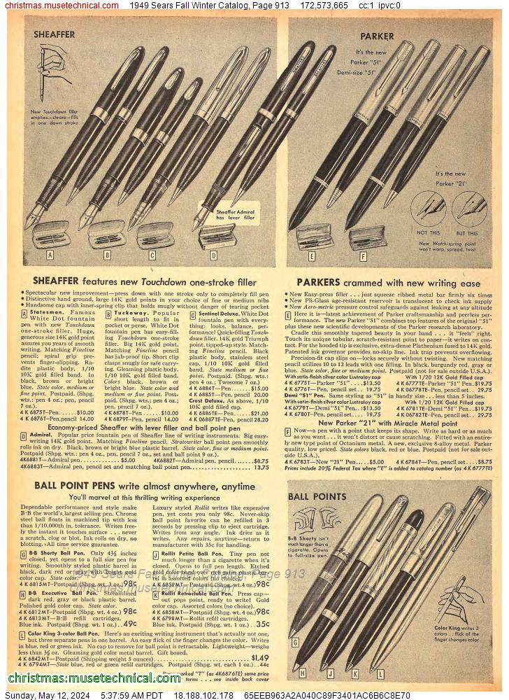 1949 Sears Fall Winter Catalog, Page 913