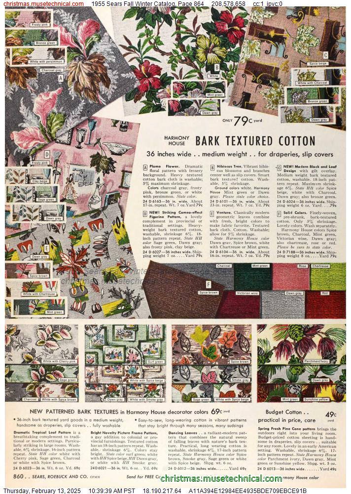 1955 Sears Fall Winter Catalog, Page 864