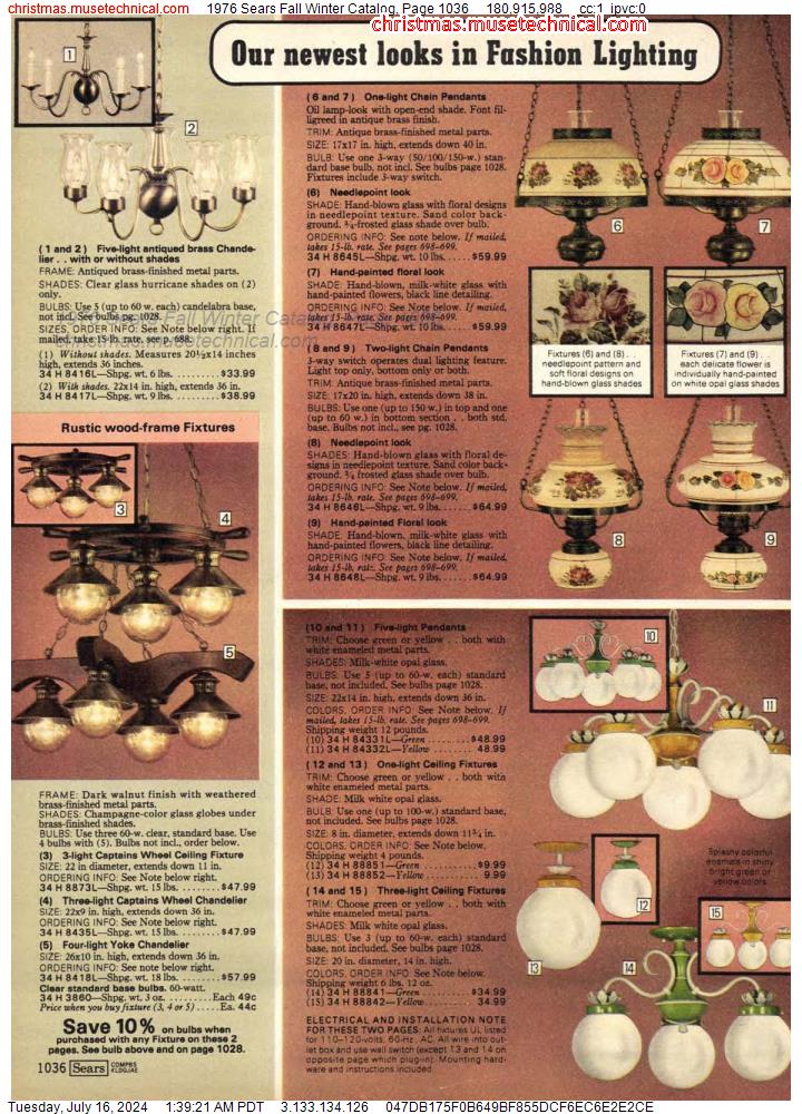 1976 Sears Fall Winter Catalog, Page 1036