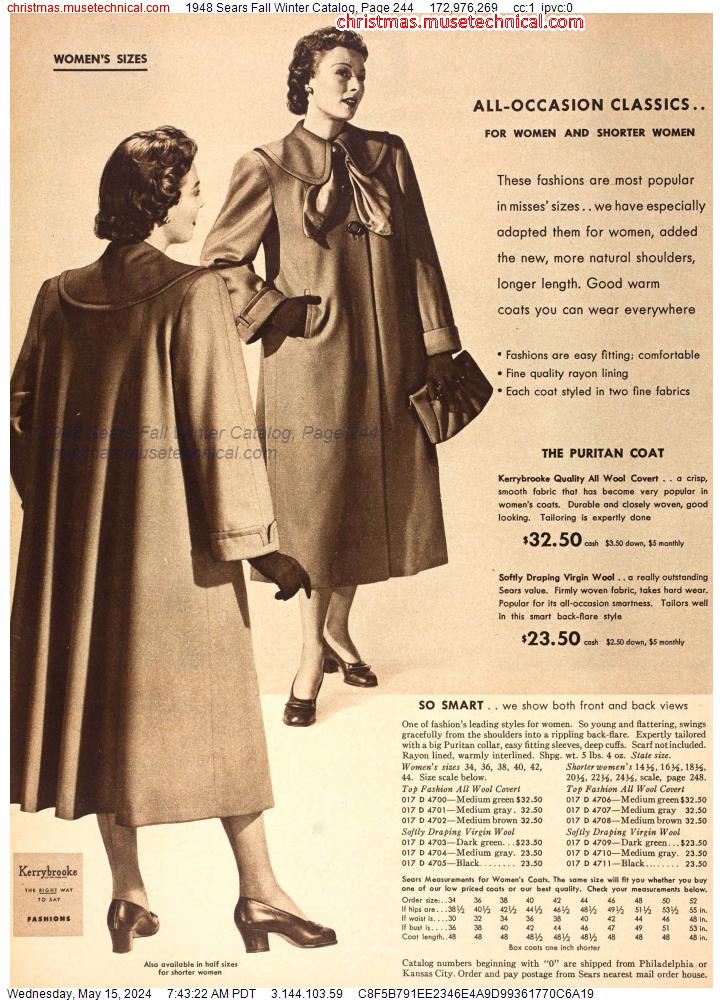 1948 Sears Fall Winter Catalog, Page 244