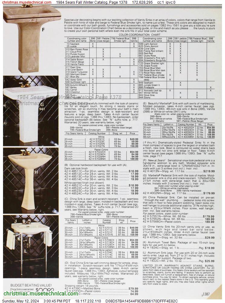 1984 Sears Fall Winter Catalog, Page 1378