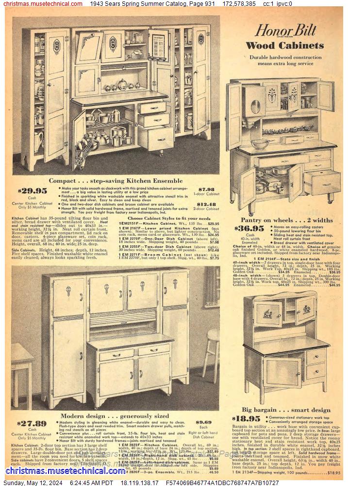 1943 Sears Spring Summer Catalog, Page 931